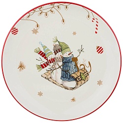 Новогодние тарелки, тарелка зимняя забава 21х21х2,5 см 358-1648