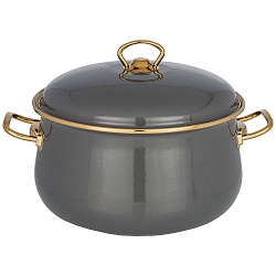 Эмалированные кастрюли, кастрюля эмалированная с крышкой, серия deluxe, 24x15см, 6,1л, подходит для индукции 951-139