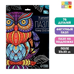 Фигурный пазл в рамке «Сова», на подложке, 76 деталей, Фигурный пазл в рамке «Сова», на подложке, 76 деталей 7524159