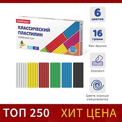 Пластилин 6 цветов, 96 г, ErichKrause Basic, в картонной упаковке, Пластилин 6 цветов, 96 г, ErichKrause Basic, в картонной упаковке 4716441