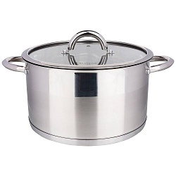 Кастрюли, кастрюля со стеклянной крышкой, нерж.сталь 6,0л 24х13,5см 937-329