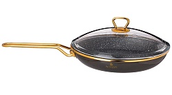 Сковороды, сковорода эмалированная со стекл. крышкой и антипригар. мраморным покрытием, 26см 950-227