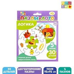 Пазлы-лото «Логика», двухсторонние, 5 пазлов, 30 деталей, Пазлы-лото «Логика», двухсторонние, 5 пазлов, 30 деталей 4456806