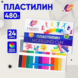 Пластилин 24 цвета 480 г Классика, Пластилин 24 цвета 480 г Классика 3530539