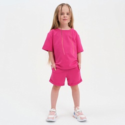 Комплект детский (футболка, шорты) KAFTAN Basic line размер 32 (110-116), цвет розовый, Комплект детский (футболка, шорты) KAFTAN Basic line размер 32 (110-116), цвет розовый 7774795