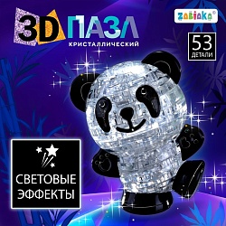 3D пазл «Панда», кристаллический, 53 детали, световой эффект, цвета МИКС, 3D пазл «Панда», кристаллический, 53 детали, световой эффект, цвета МИКС 121852